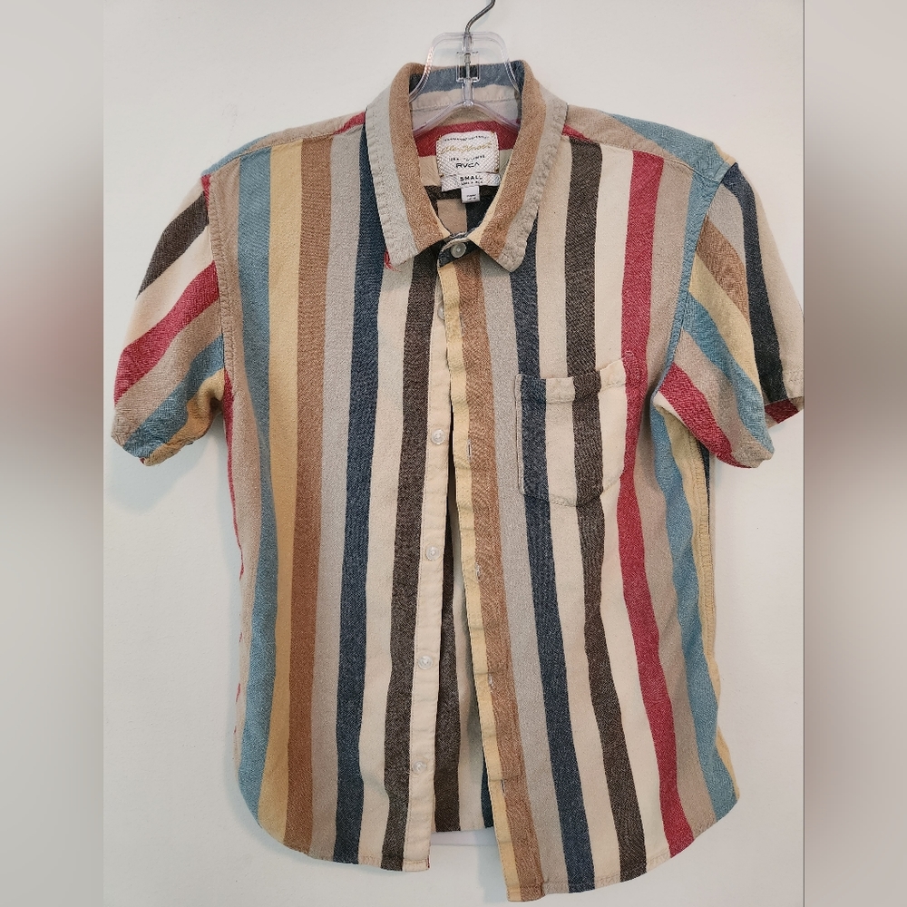 RVCA small short sleeve button down multicolored stripes